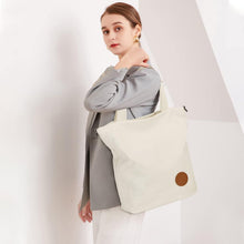 Damen Canvas Handtasche Schultertasche Beige