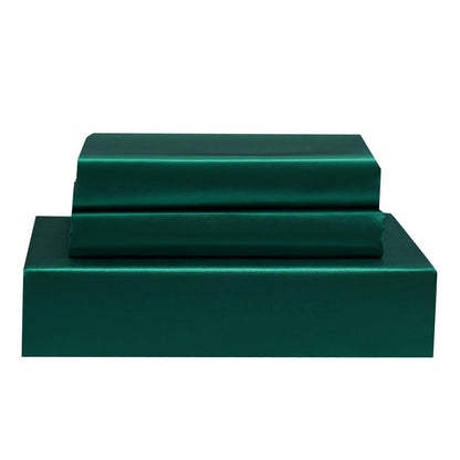 Satin Bettwäsche Set 135x200 Grün Dunkelgrau 4-teilig