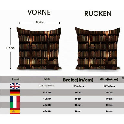 Kissenbezug Bücherregal Deko 40x40 cm