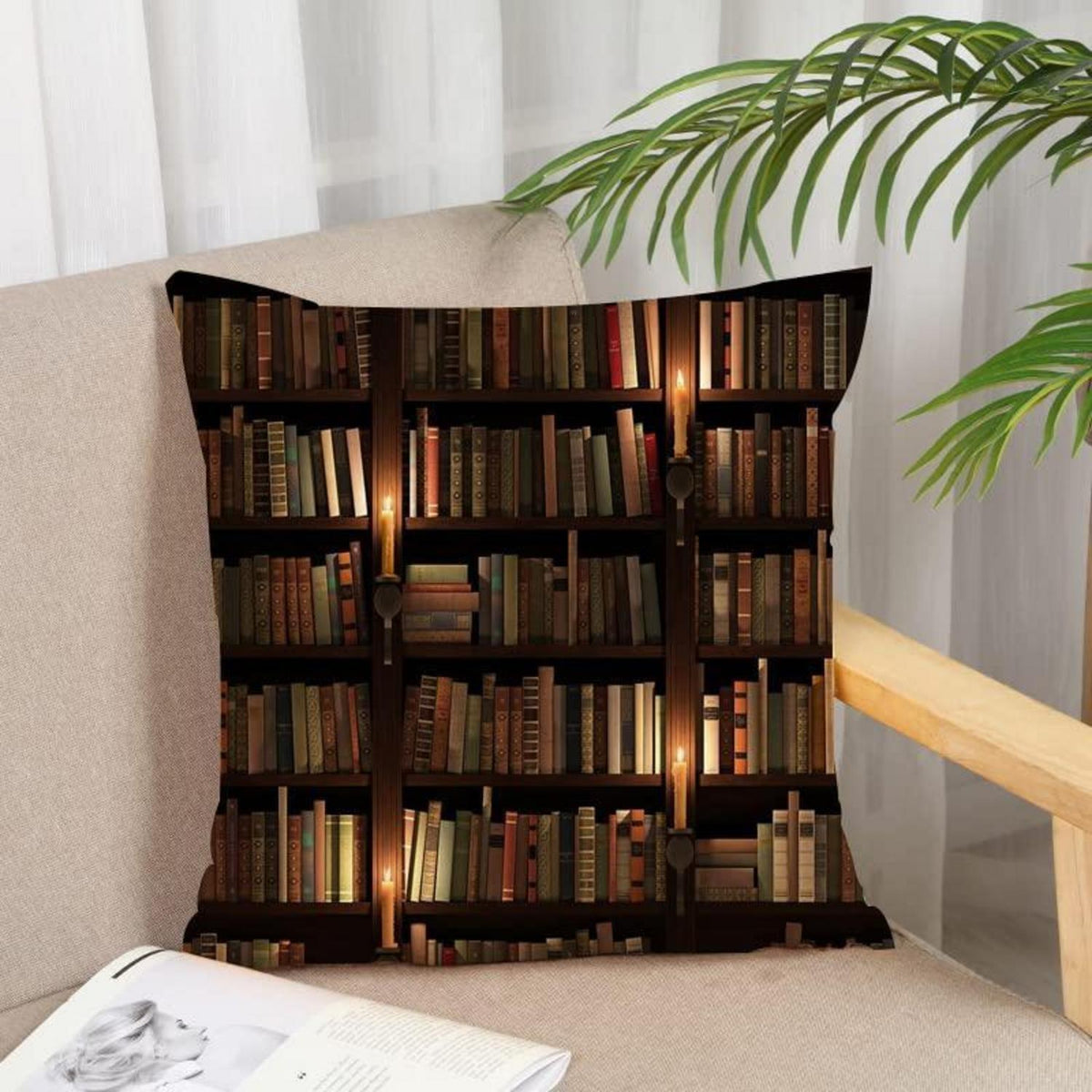 Kissenbezug Bücherregal Deko 40x40 cm