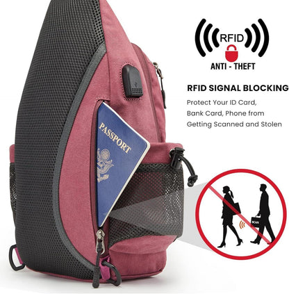 Canvas Brusttasche Schultertasche für Reise Wandern Klettern