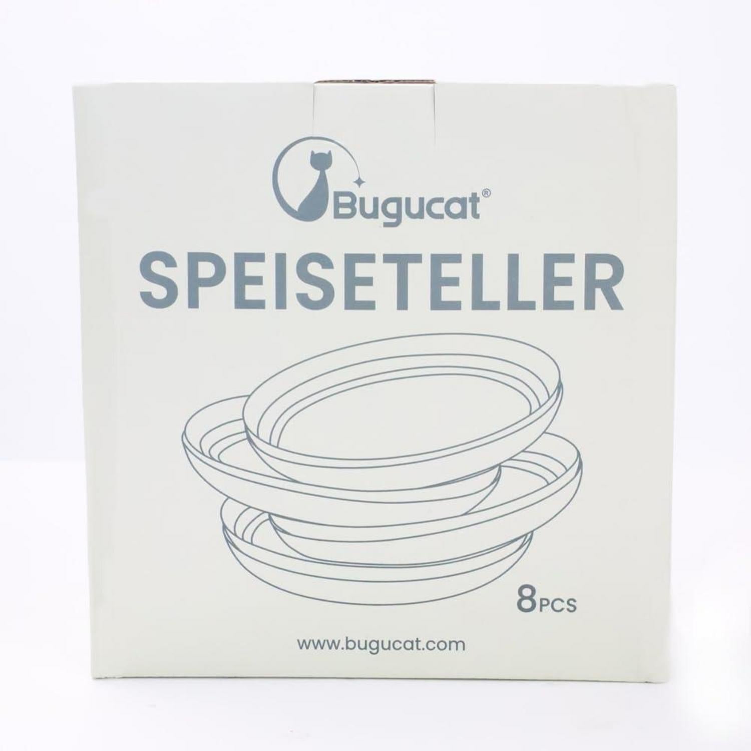 Bugucat Kunststoffteller Set 8-teilig 20cm BPA-frei Schwarz