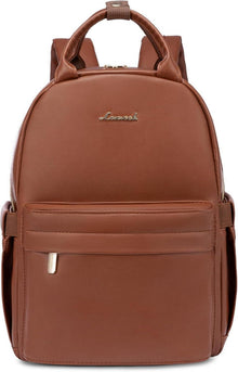 Kleiner Leder Rucksack Damen Wasserdicht Mini Daypack Braun
