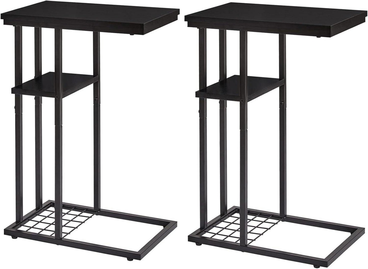 Beistelltisch Industrie-Design 2er-Set Schwarz 40x26x61.5cm