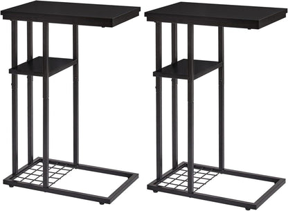 Beistelltisch Industrie-Design 2er-Set Schwarz 40x26x61.5cm
