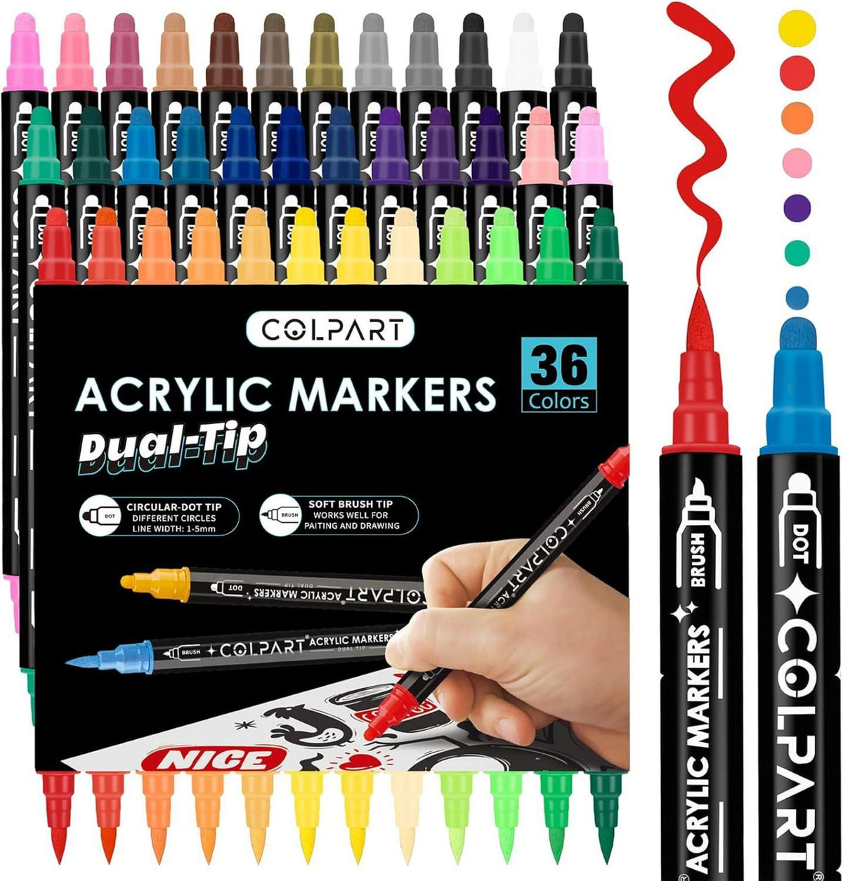 Acrylstifte 36PCS Wasserfest Acrylfarben Stifte Steine Bemalen