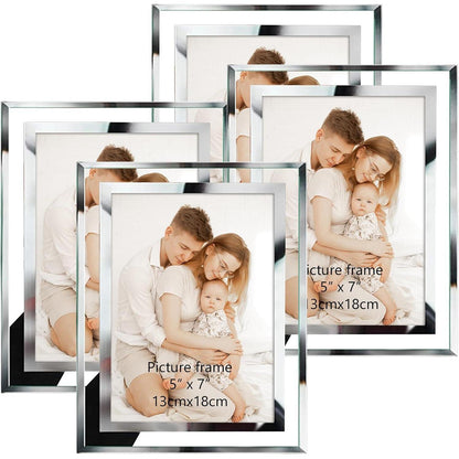 4er Set Glas Bilderrahmen 13x18 cm Silber Fotorahmen für Fotos & Bilder