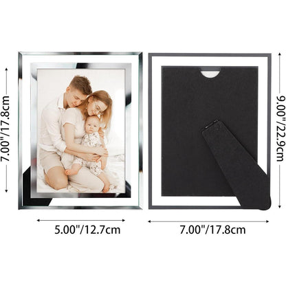 4er Set Glas Bilderrahmen 13x18 cm Silber Fotorahmen für Fotos & Bilder
