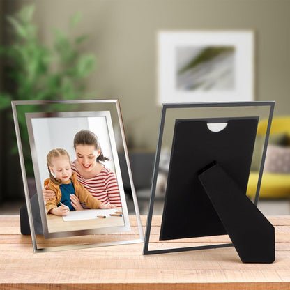 4er Set Glas Bilderrahmen 13x18 cm Silber Fotorahmen für Fotos & Bilder