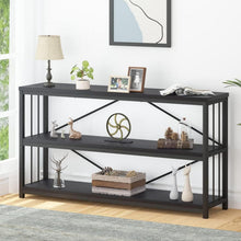 Konsolentisch Holz Schwarz 3 Ebenen Bücherregal 140 x 34 x 75 cm