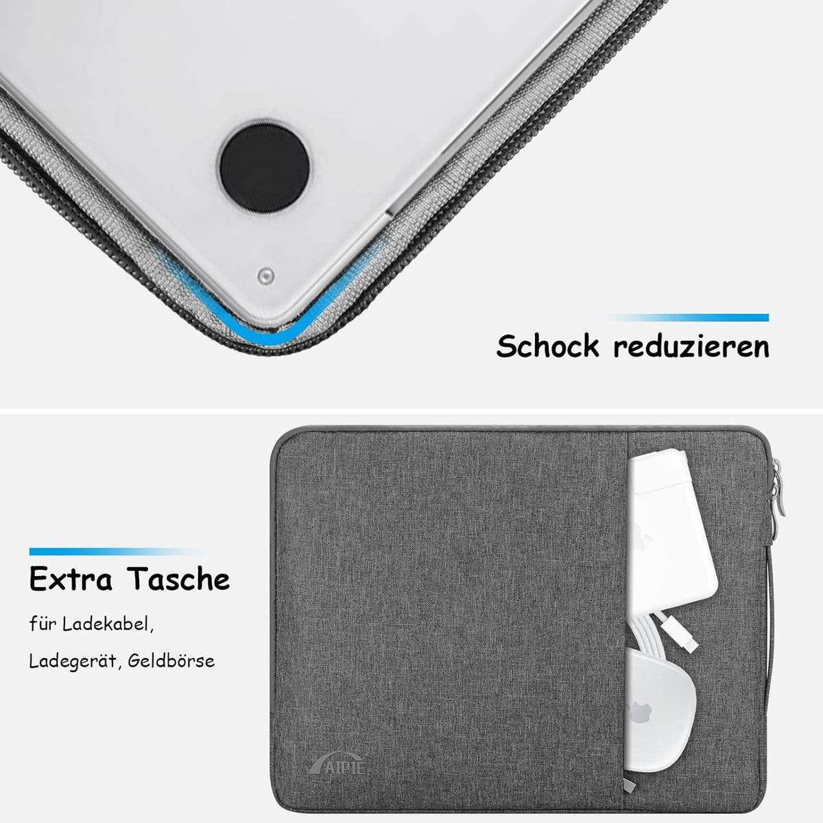 Laptoptasche 17 17,3 Zoll Schutz Laptophülle Griff 2 Fach
