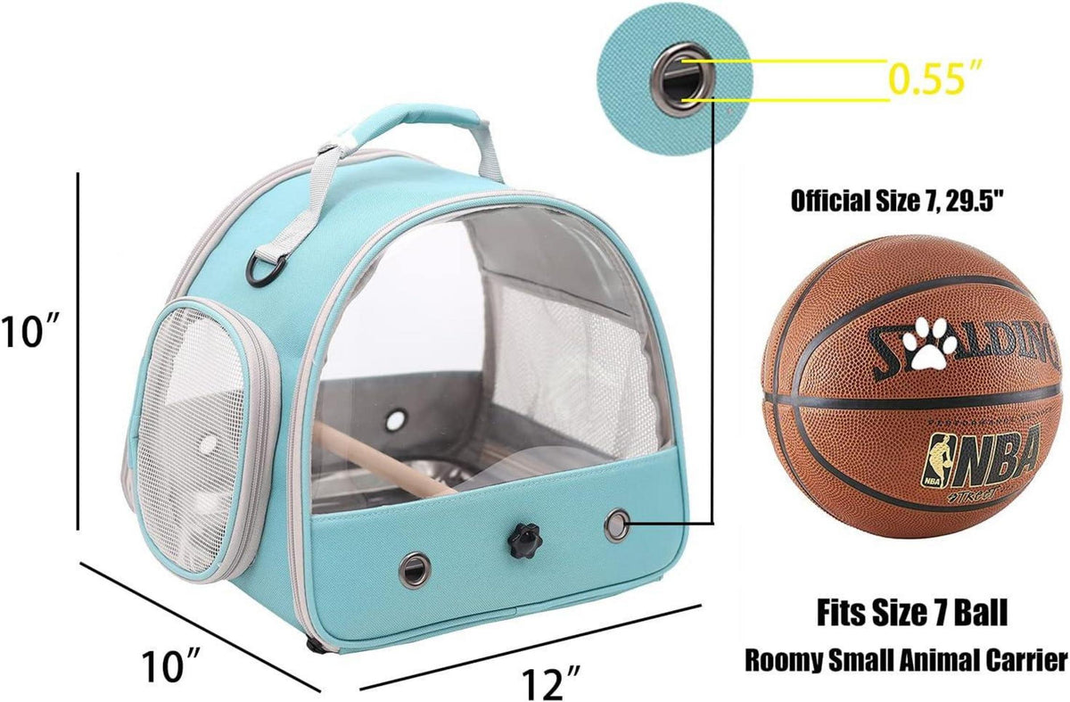 Vogel Transporttasche transparent mit Edelstahltablett