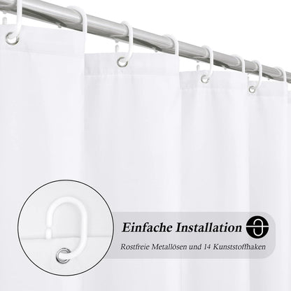 Duschvorhang 200x200 Weiß Textil Wasserdicht Antibakteriell