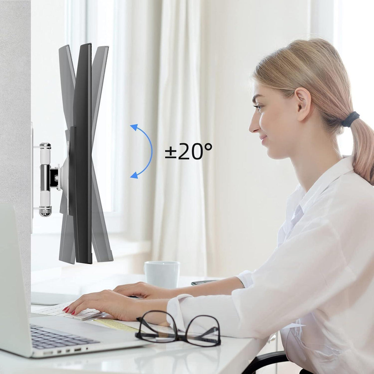 Schwenkbare TV-Wandhalterung für 15-32 Zoll, bis 13kg, Weiß