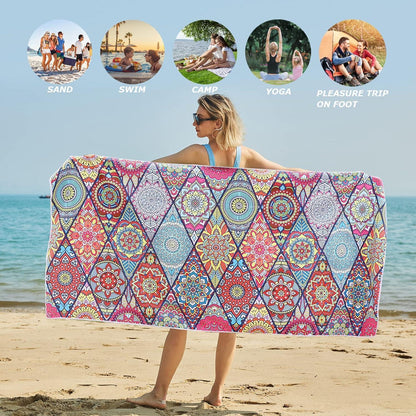Großes Mikrofaser Strandtuch Blau Weiß 180x90
