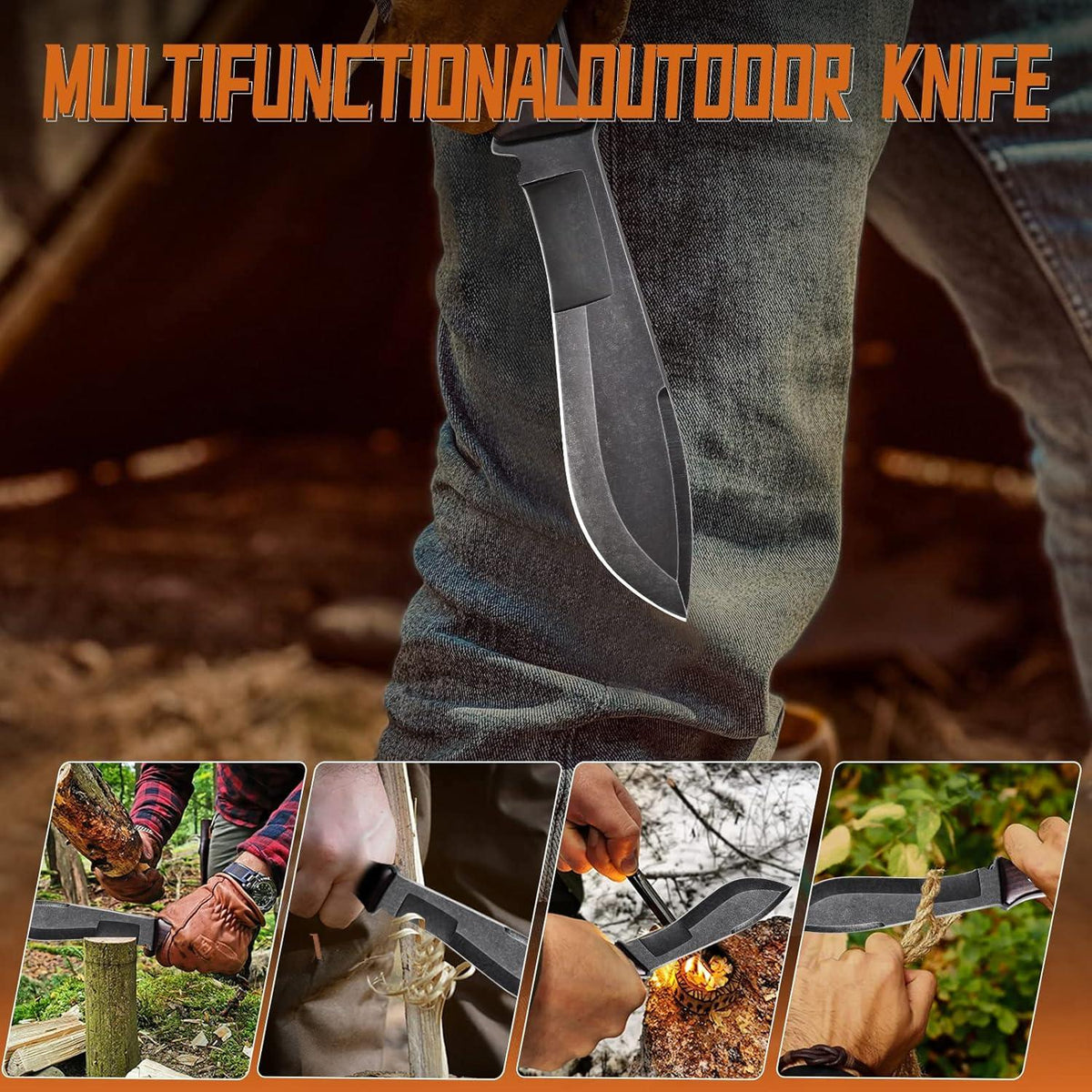 DRAGON RIOT Jagdmesser Outdoor Survival Full Tang Holzgriff 17cm