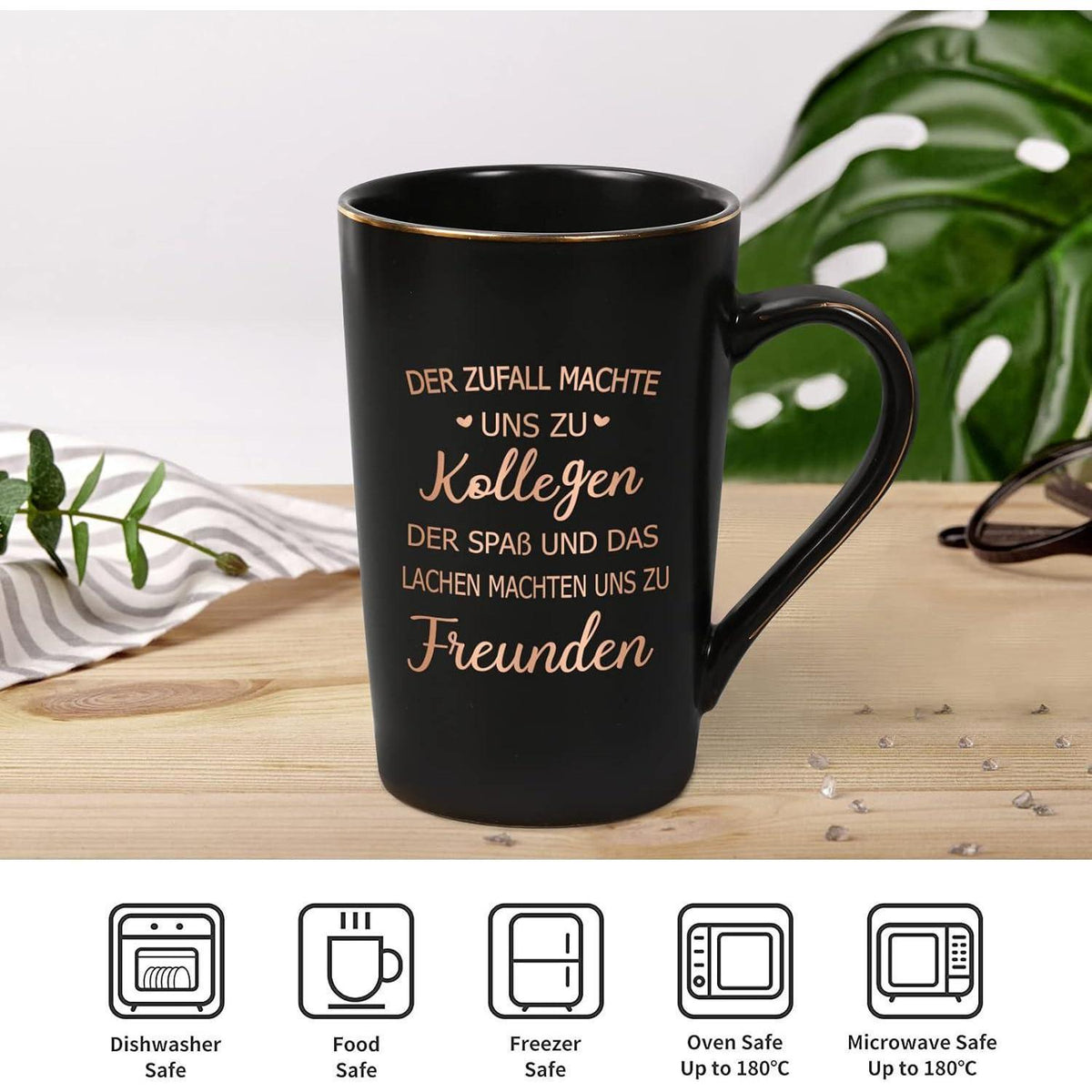 Kaffeetasse Abschiedsgeschenk Kollegin mit Spruch, Marmor-Optik, 400ml