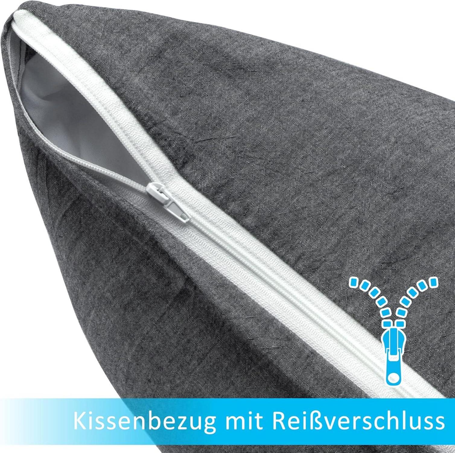 ATsense 2er Set Kissenbezug 50x70 cm Dunkelgrau 100% Baumwolle Reißverschluss superweich
