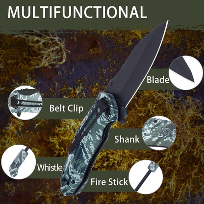Taschenmesser Militärmesser 3 in 1 Klappmesser Tarngrün