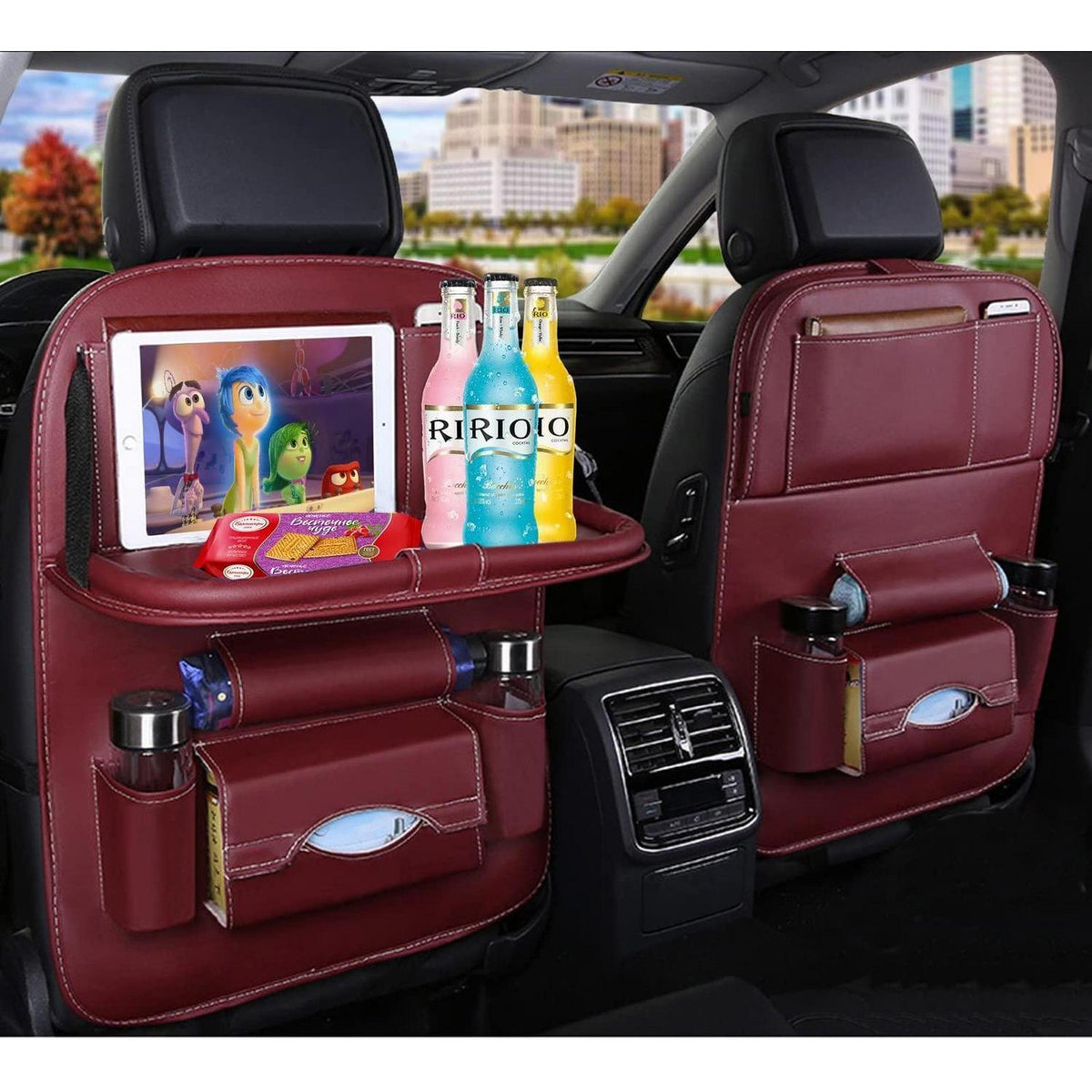 Auto Rücksitz Organizer mit Tablett & Tablet Halterung 2er Set