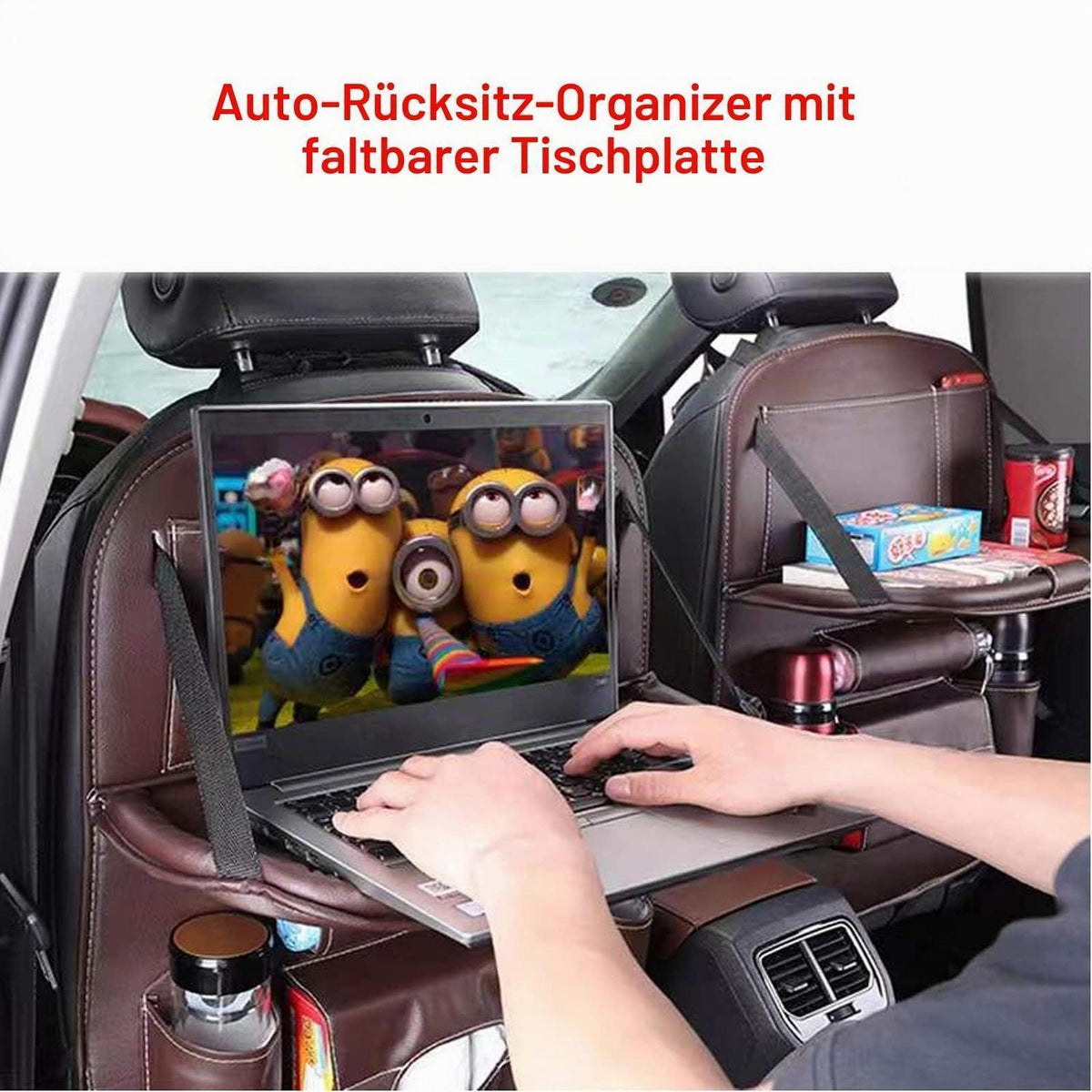 Auto Rücksitz Organizer mit Tisch & Tablet Halterung Beige