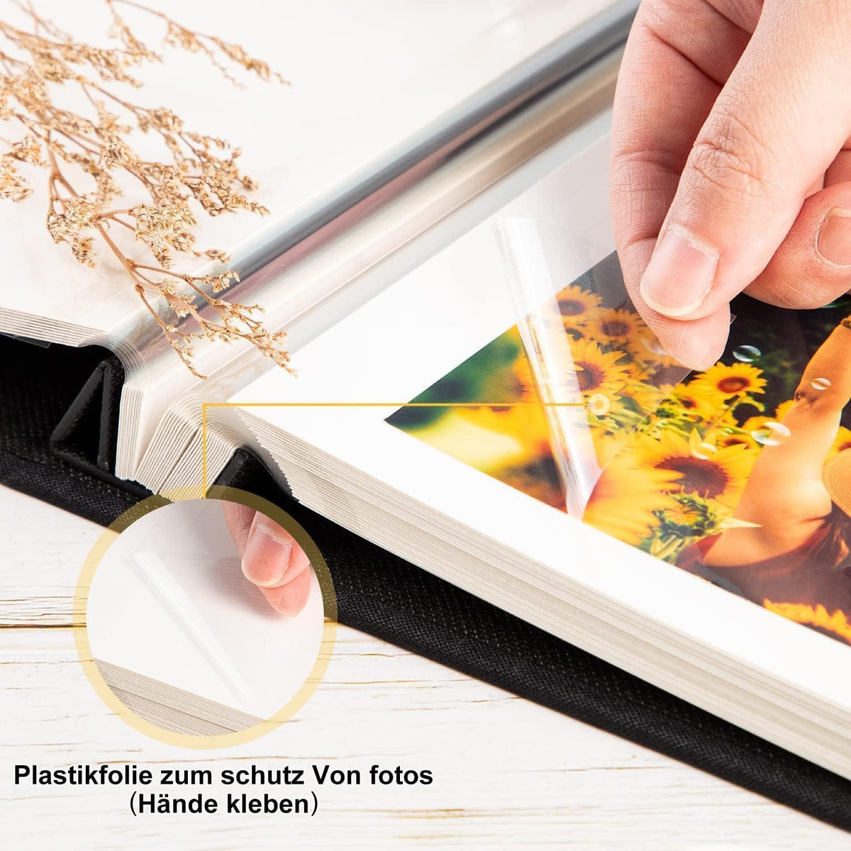 Selbstklebendes Fotoalbum Leinen Beige 80 Seiten