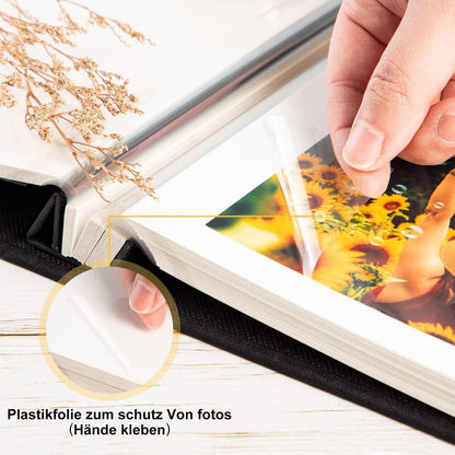 Selbstklebendes Fotoalbum Leinen Beige 80 Seiten