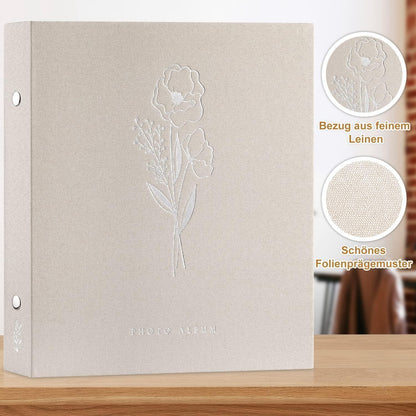 Selbstklebendes Fotoalbum Leinen Beige 80 Seiten