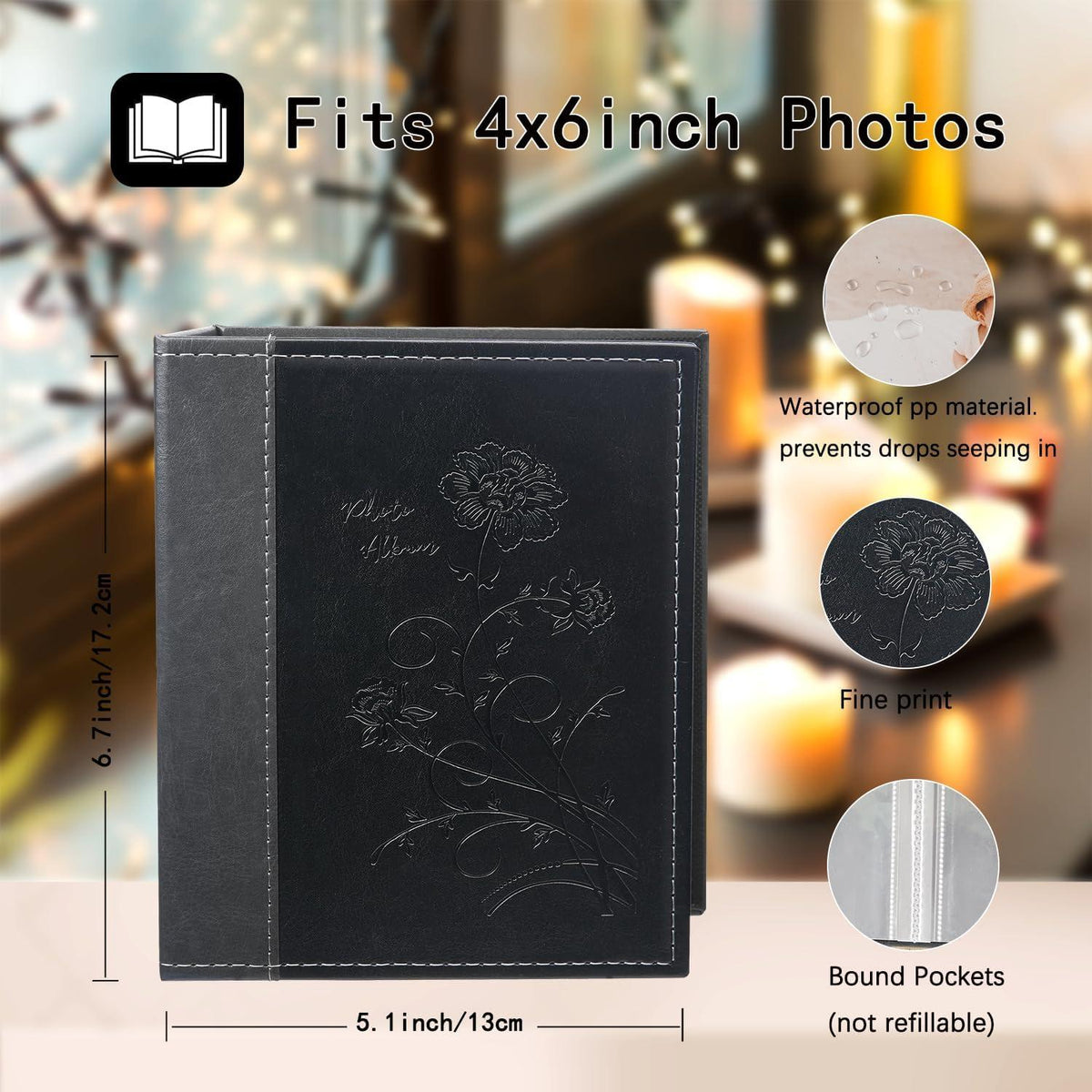 Kleines Fotoalbum 10x15 2er Pack Schwarz Lederbezug 100
