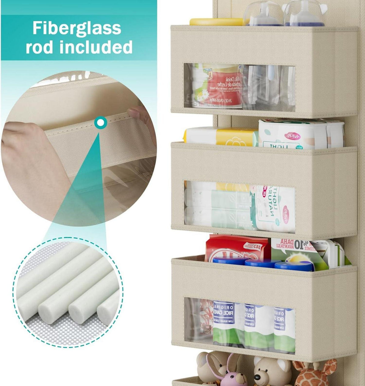 Tür Organizer Hängeorganizer mit 4 Großen Taschen Beige