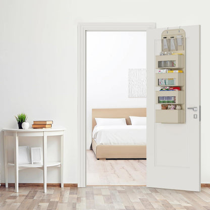 Tür Organizer Hängeorganizer 4 Große Taschen Fenster PVC 2 Metallhaken Beige