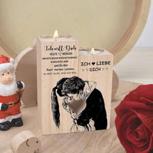 Jahrestag Geschenk für Paare Kerzenhalter Holz mit Ich Liebe