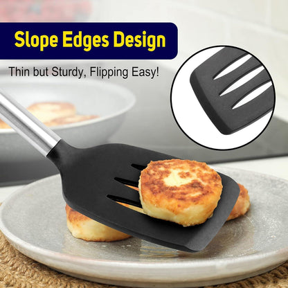 Pfannenwender Pfannkuchenwender Silikon Good Grip Schwarz 34.8cm
