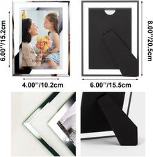 4er-Set Bilderrahmen 10x15cm Silber Glasfotorahmen für Fotos