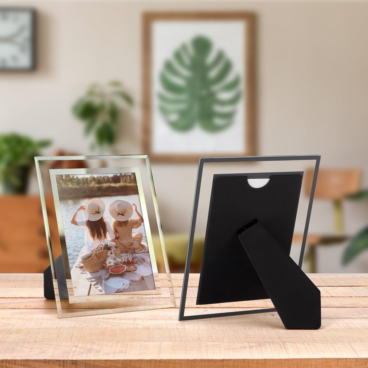 4er-Set Glasbilderrahmen 10x15cm Silber für Fotos Büro Wohnzimmer
