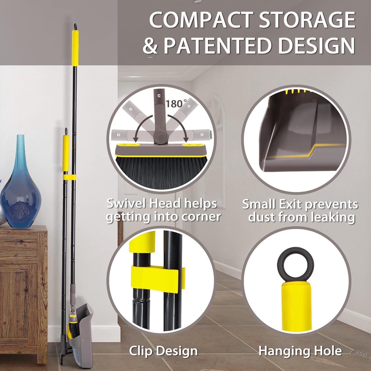 Besen Kehrschaufel Set Stiel 138CM 180 Grad Drehbar Camping Kehrbesen