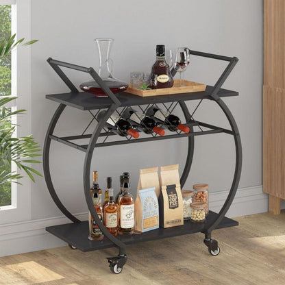 Servierwagen mit Rollen und Weinregal für Küche und Bar 76x40x84cm