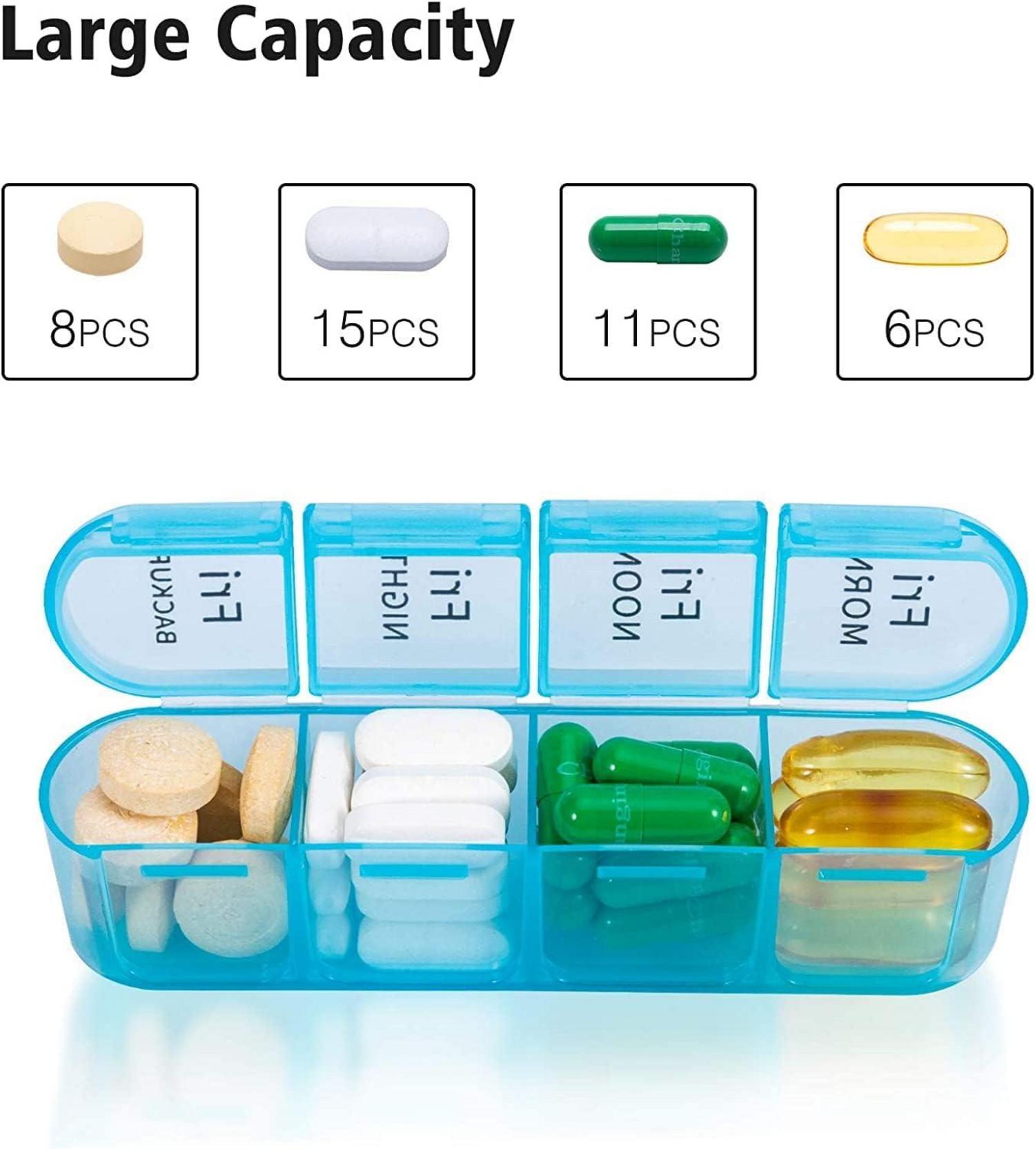 Tablettenbox 7 Tage 4 Fächer BPA-frei Olivgrün