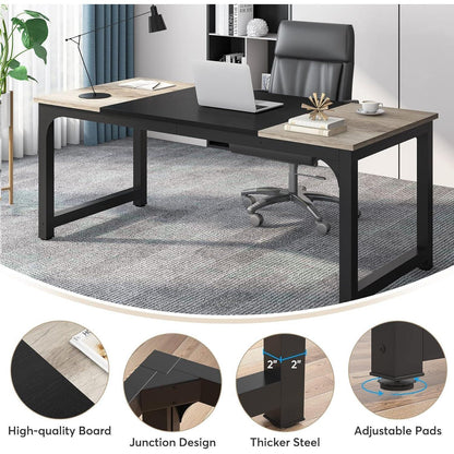 Schreibtisch 180x80cm Schwarz Vintage Grau Home Office Bürotisch