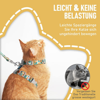 Ausbruchsicheres Katzengeschirr und Leine für kleine und große Katzen