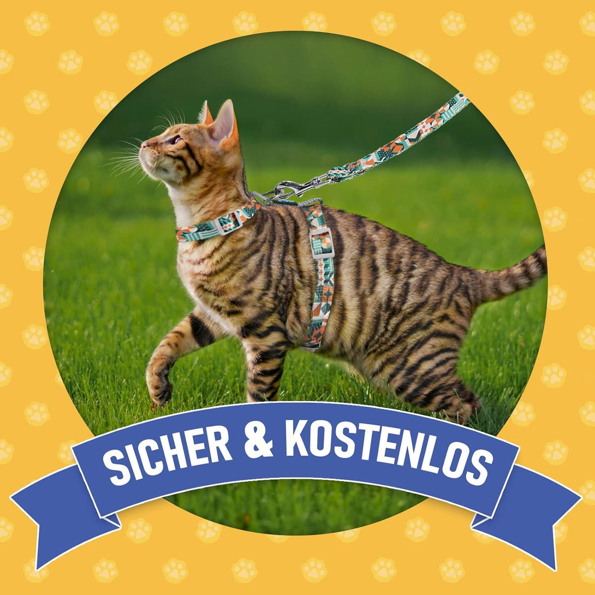 Supet Ausbruchsicheres Katzengeschirr Leine verstellbar Katzenweste M Grau