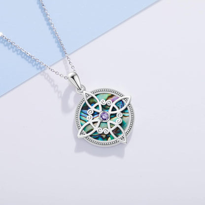 Hexenknoten Kette Sterling Silber Abalone Muschel Anhänger Wicca