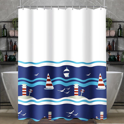 Duschvorhang 180x200cm mit blauem Segelmuster