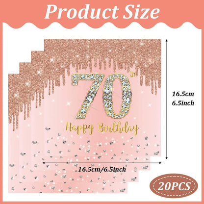 20 Servietten Roségold 70. Geburtstag Partydeko