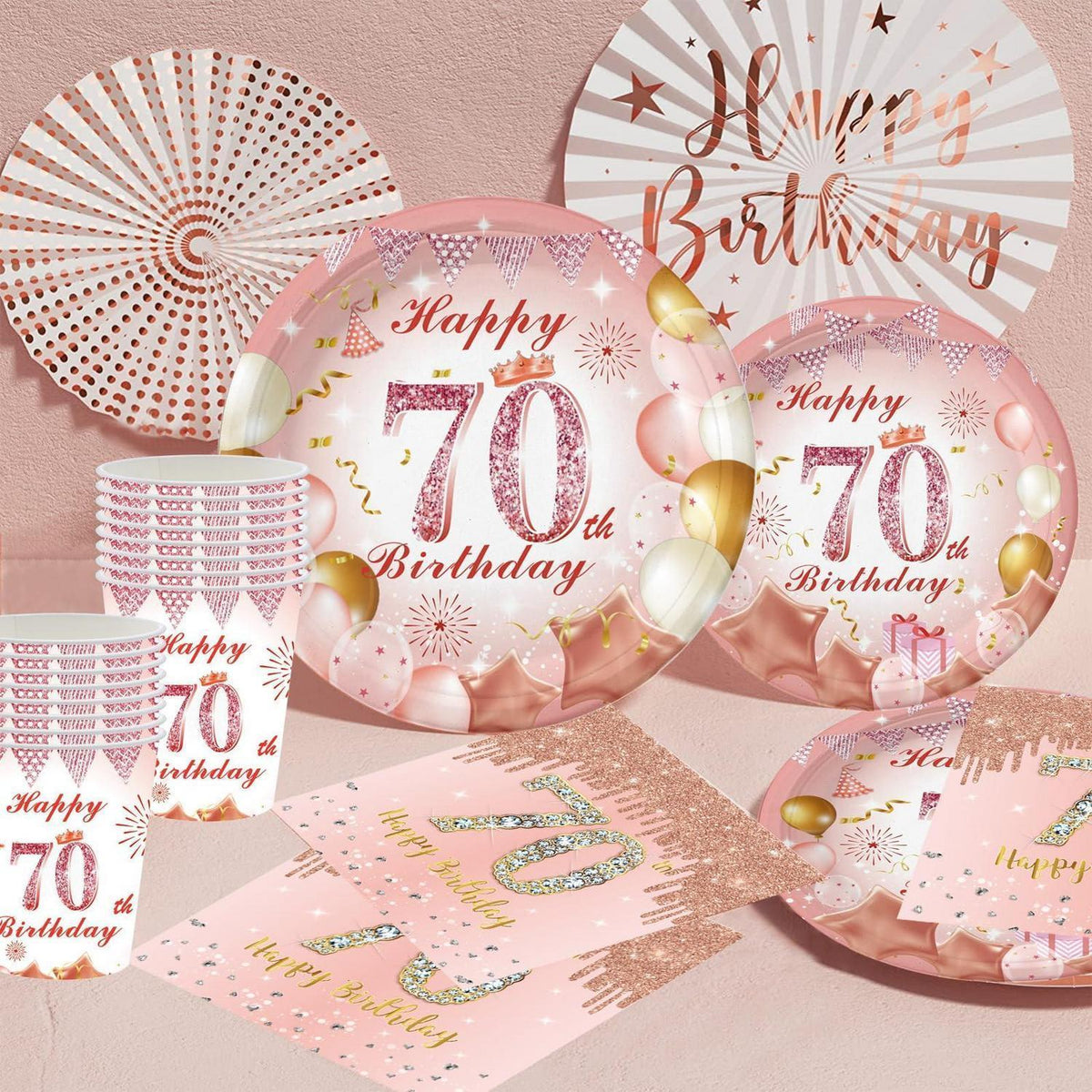 20 Servietten Roségold 70. Geburtstag Partydeko
