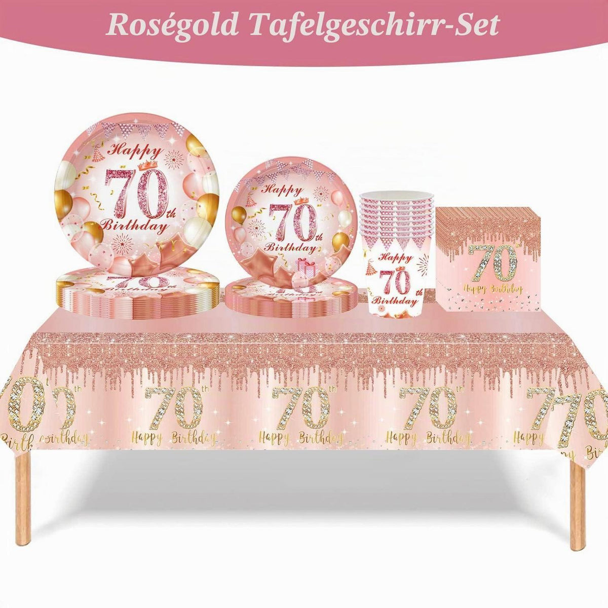 20 Servietten Roségold 70. Geburtstag Partydeko