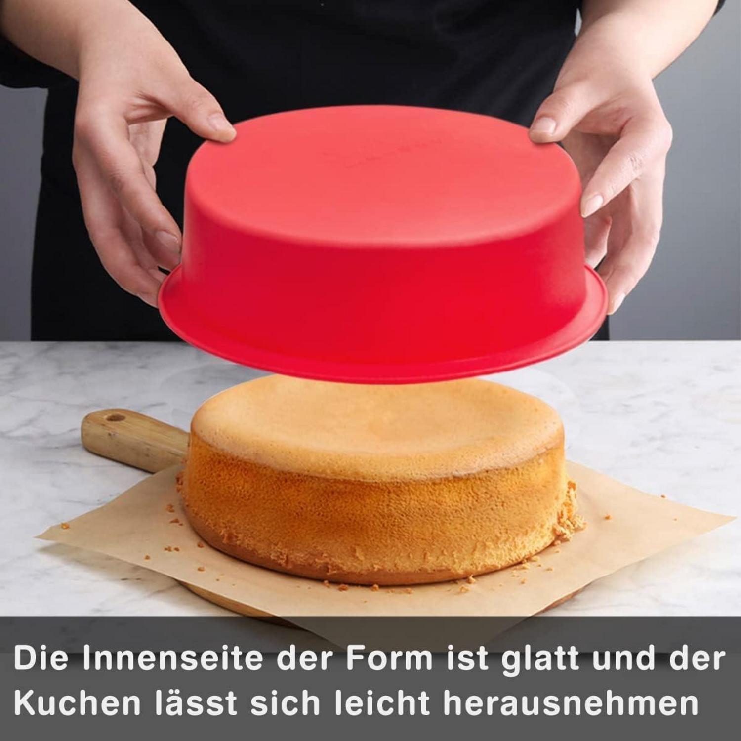 SILIVO Silikon Backformen Rund 24 cm - 2 Stücke Antihaft Kuchenform für Käsekuchen