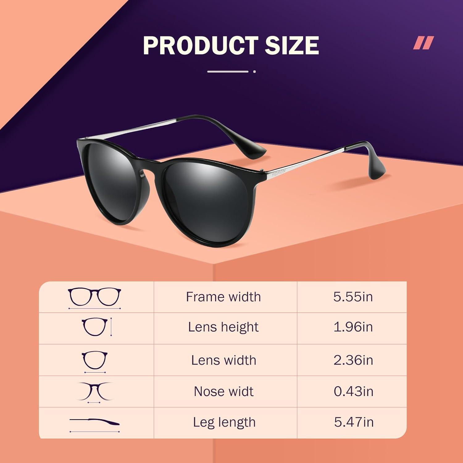 Polarisierte Runde Damen Sonnenbrille Retro UV400 Vintage