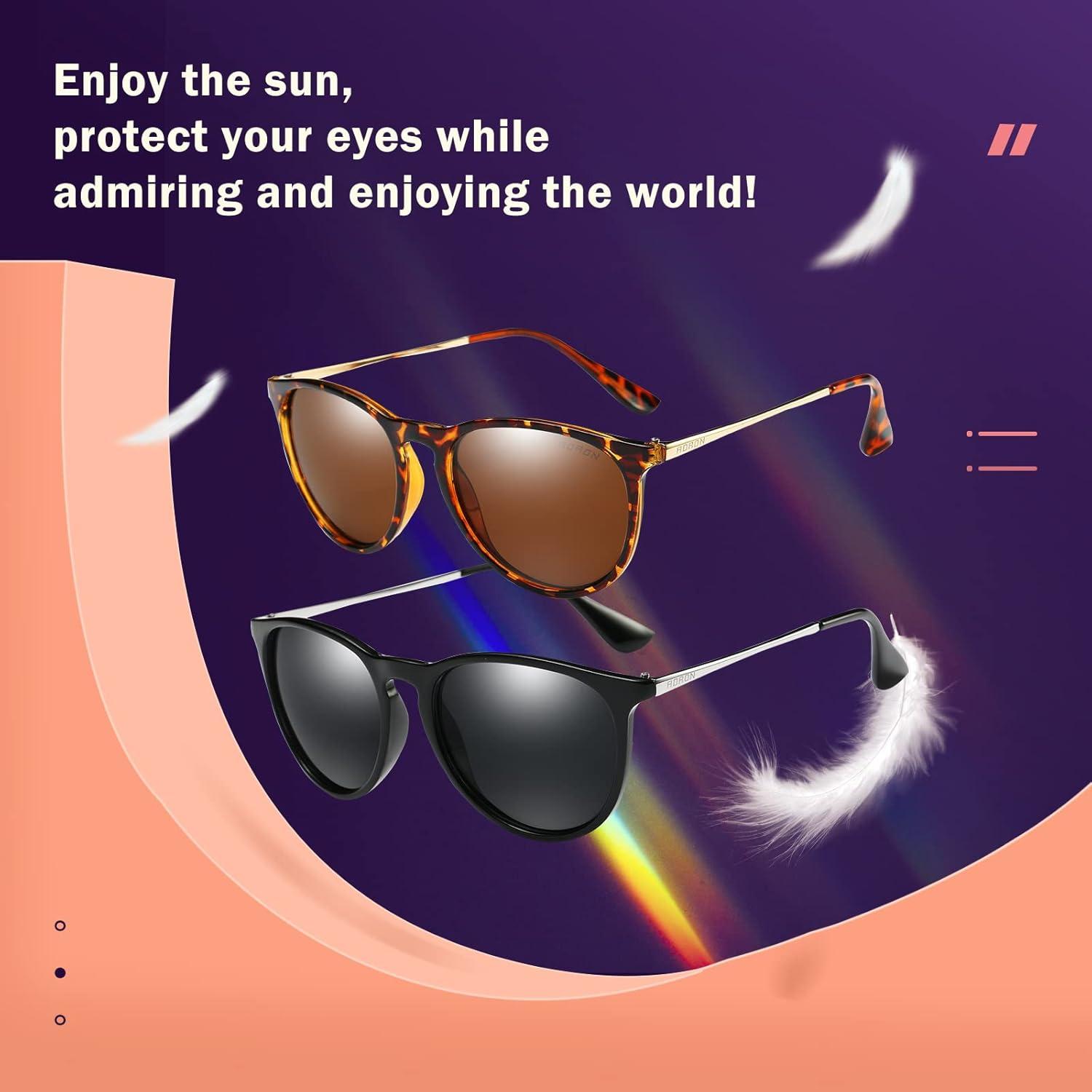 Polarisierte Sonnenbrille Damen Retro Runde UV400 Vintage Sunglasses