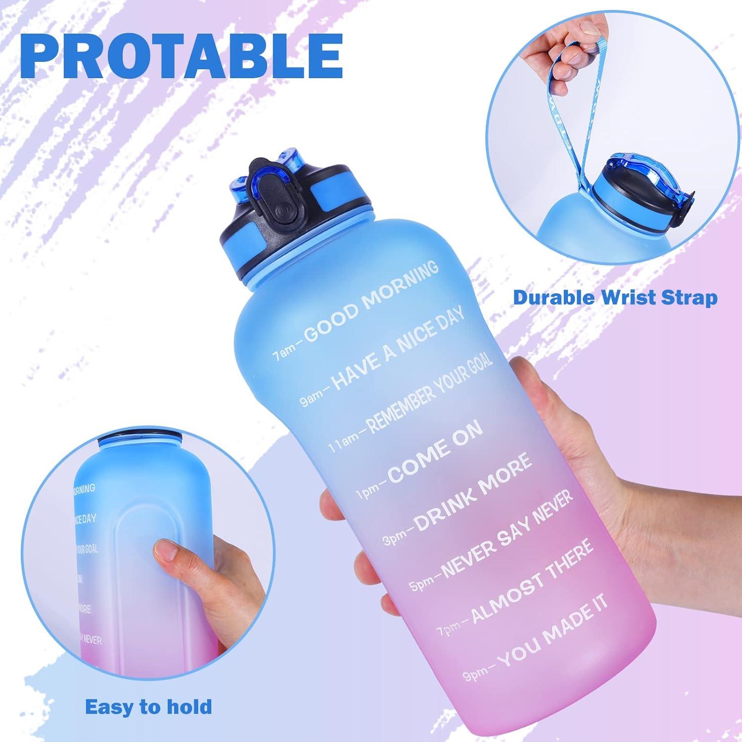 ETDW 2 Liter Trinkflasche Sport mit Strohhalme auslaufsicher